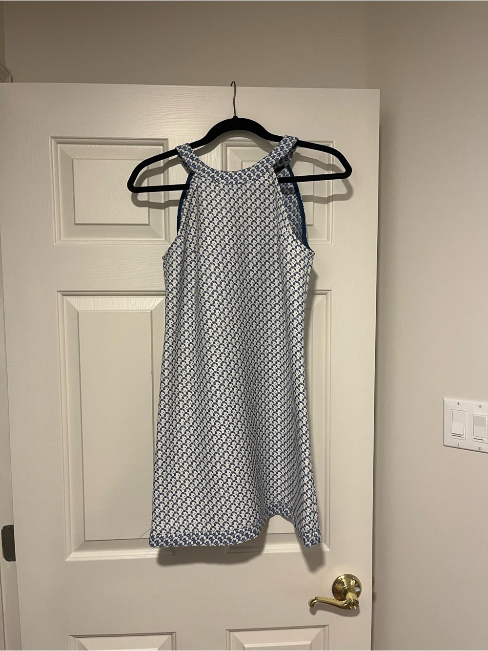United Colors Of Benetton Blue and White Printed Halter Dress